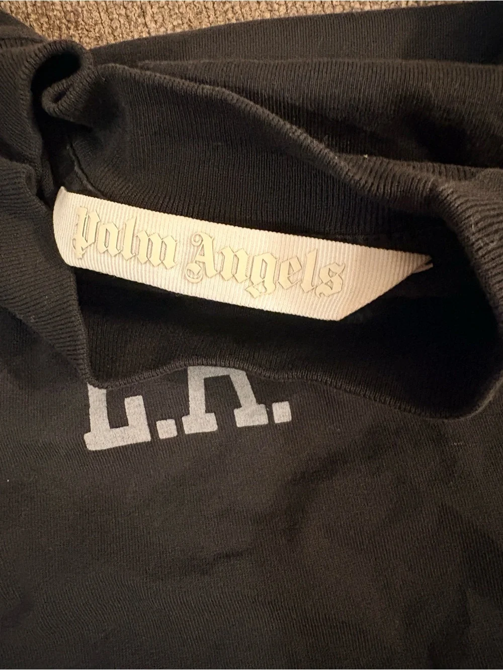 Palm Angels Black Tee with White L.A. Logo